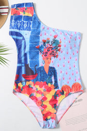 One Shoulder Giraffe Print One-piece Swimsuit